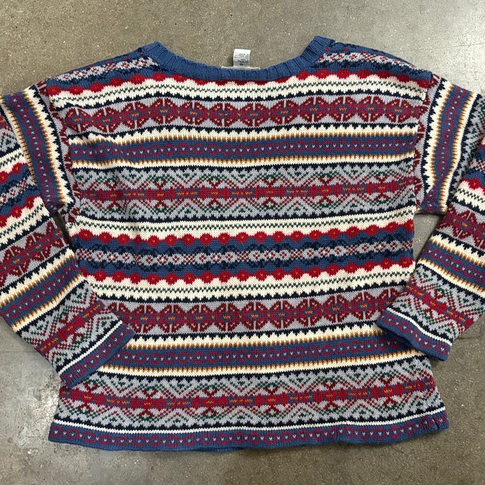 Vintage 90s Erika Classics Fair Isle Cardigan Sweater M Nordic Grannycore - Picture 4 of 8